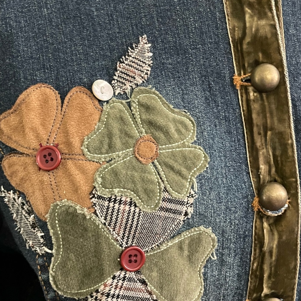 Denim jacket, embellished jean jacket, West Palm, velvet trim denim - Picture 7 of 8
